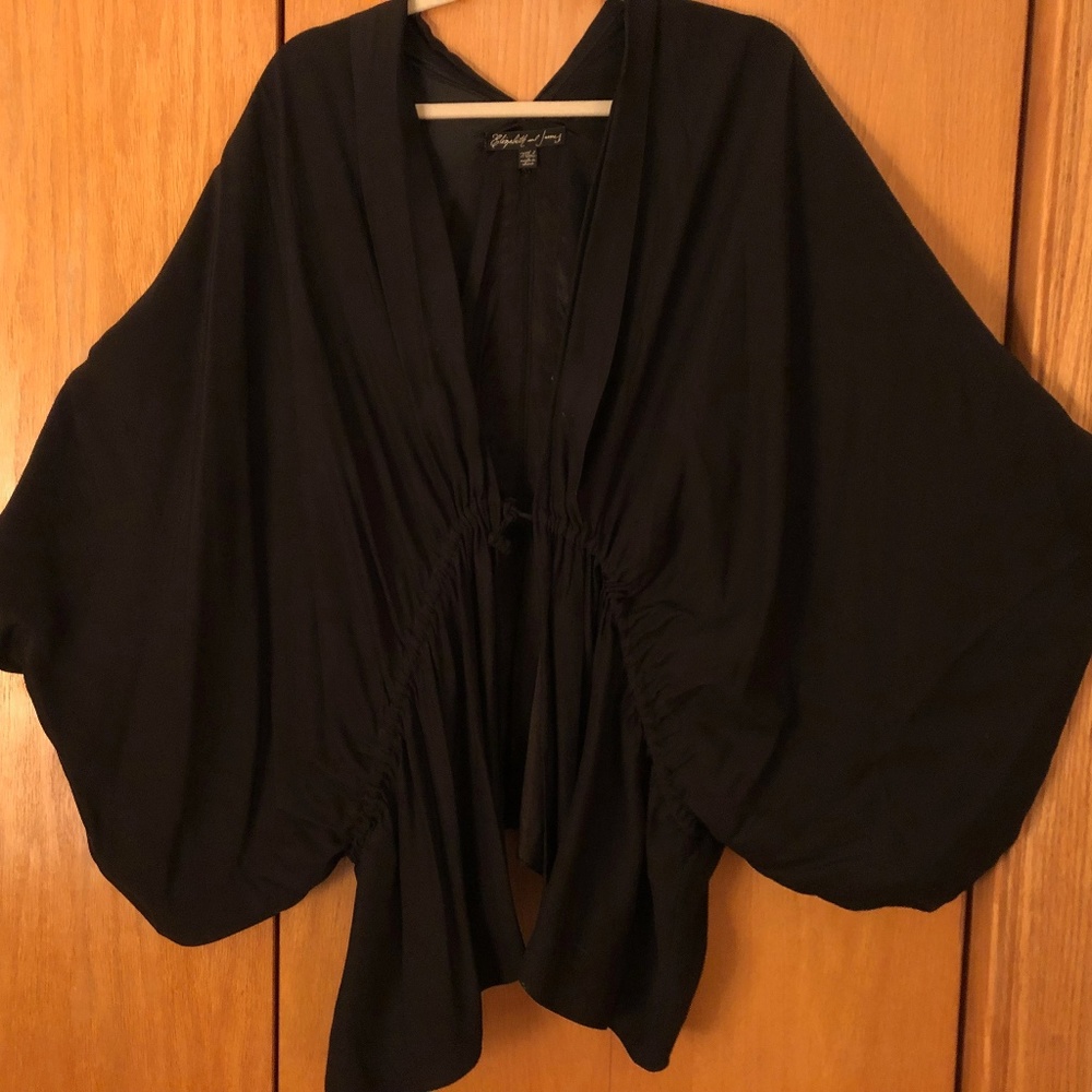 Elizabeth and James Black Silk Kimono Style Jacket